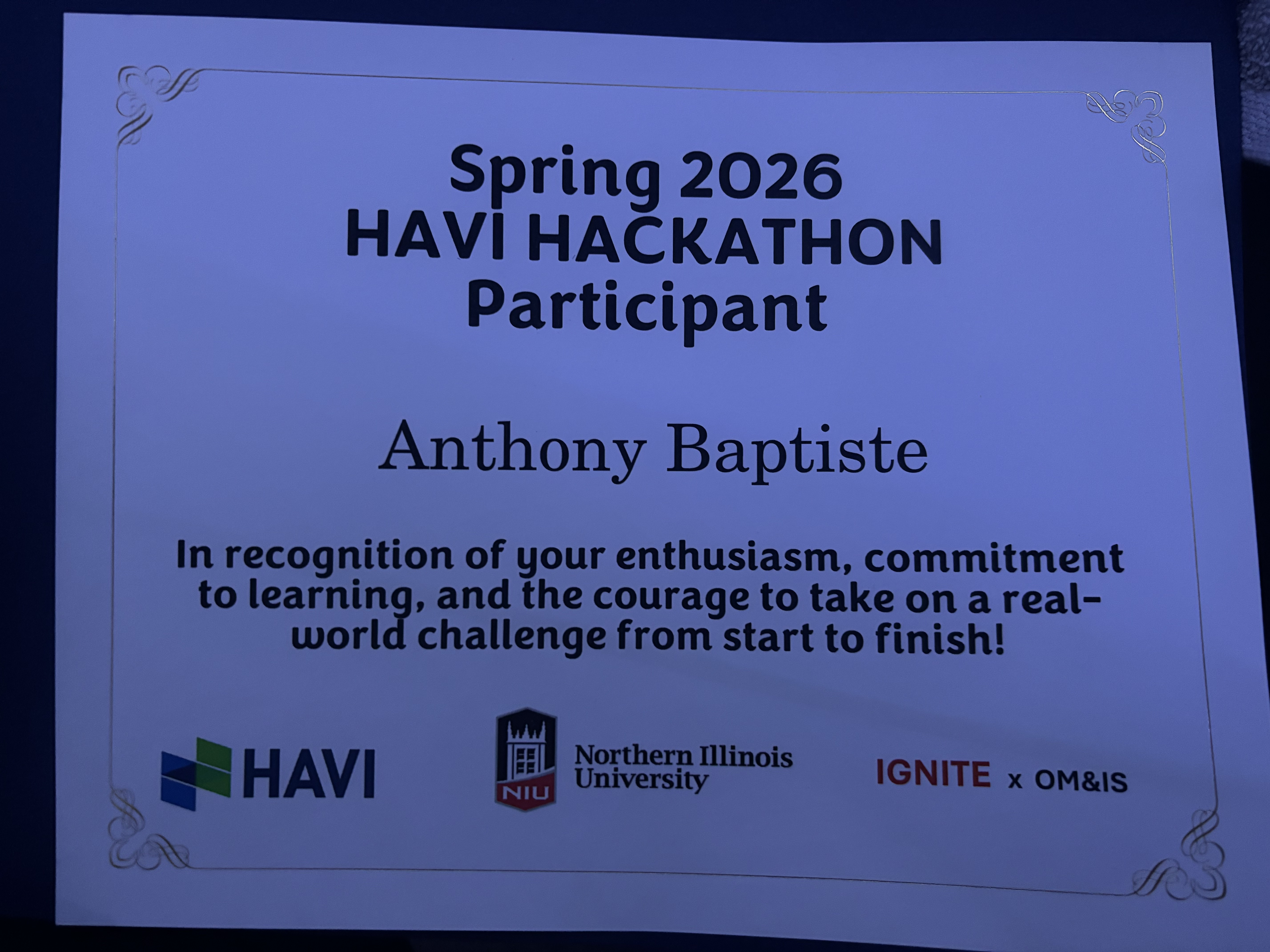 Havi hackathon certificate